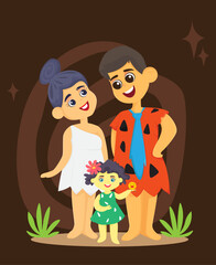 Obraz na płótnie Canvas Happy family with kids vector concept digital illustration of a happy family of parents and children. Happy family day 