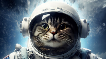 cat astronaut in a space suit dreaming of life amongst the stars, Generative AI