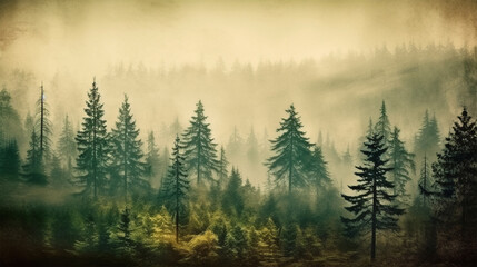 Misty mountain landscape , Generative AI