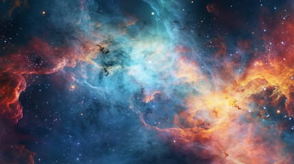 Naklejka na ściany i meble Nebula and galaxies in space. Abstract cosmos background , Generative AI