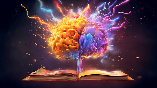 Concept art of a human brain exploding with knowledge and creativity. generative ai