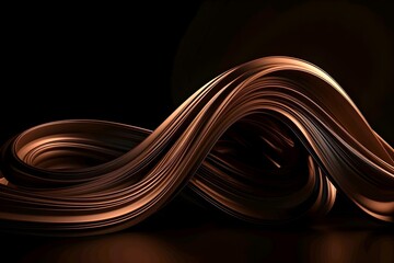 Abstract orange waves on a black background. Generative ai illustration