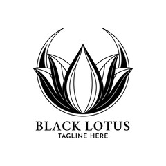 monochrome floral lotus logo design for tattoo corporate or company