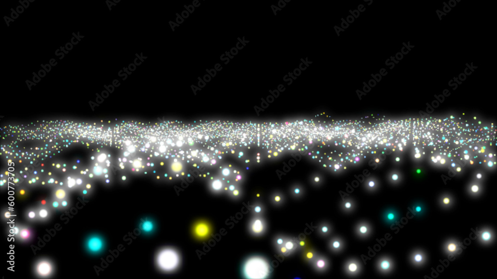Poster fantastic glowing star particle in random direction with bounce on spotlight ground abstract backgro