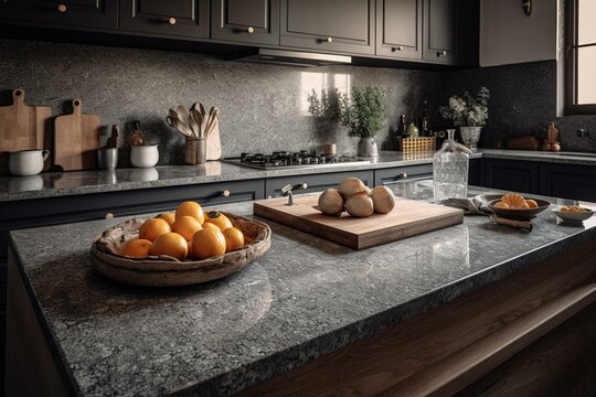 Decorate your kitchen with stone quartz countertops and slabs. Generative AI