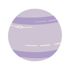 Planet Neptune hand drawn cartoon illustration. Flat style design, isolated vector. Kids print element, astronomy, astrology, celestial body, Solar system, space travel, cosmos, science fiction