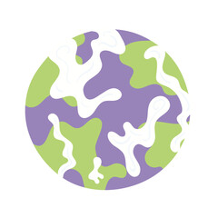 Planet Earth hand drawn cartoon illustration. Flat style design, isolated vector. Kids print element, astronomy, astrology, celestial body, Solar system, space travel, cosmos, science fiction