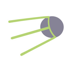 Artificial satellite hand drawn cartoon illustration. Flat style design, isolated vector. Kids print element, space travel, technology, adventure, science fiction, cosmos, universe, galaxy