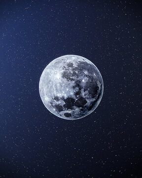Full moon at the starry sky