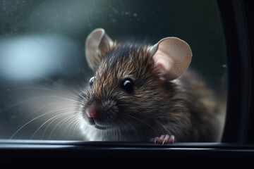 cute mouse on the windshield