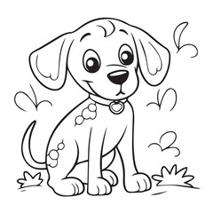 Cute Dog for coloring book or coloring page for kids vector clipart