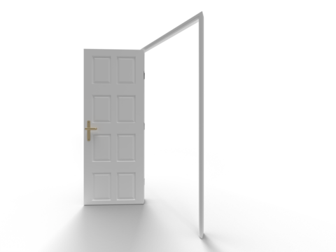 開いたドアの3Dイラストレーション
カットアウトされたドア