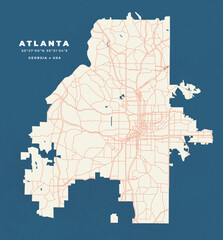 Atlanta - Georgia map vector poster flyer