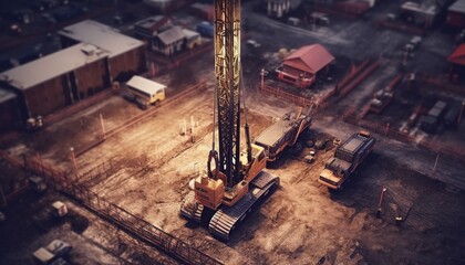 Fototapeta na wymiar Photo aerial view piling rig working at construction site