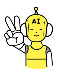 かわいい人物のイラストシリーズ _ AIのキャラクター _ ピースサイン　