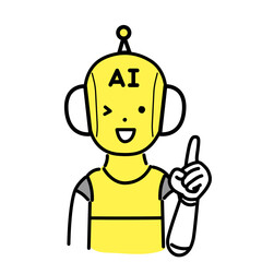 Obraz premium かわいい人物のイラストシリーズ _ AIのキャラクター _ 指差し 