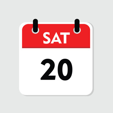 new calendar, 20 saturday icon with white background