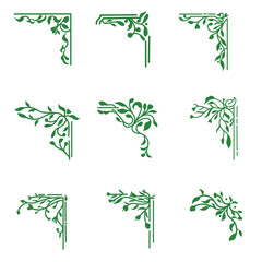 Botanical corner frames with different shapes. Set of isolated decorative botanical angle borders vector illustration for wedding invitation and cards, Elegant minimal style floral vector isolated set
