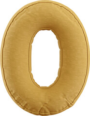 3D Render Pillow Of Zero 0 Number With Yellow Color 