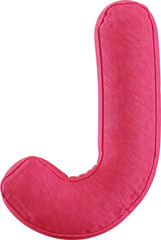3D Render Cushion Alphabet Pillow Of Letter J With Red Color 