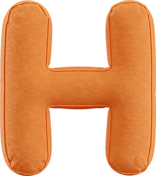 3D Render Cushion Alphabet Pillow Of Letter H With Orange Color 