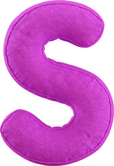 3D Render Cushion Alphabet Pillow Of Letter S With Purple Color 