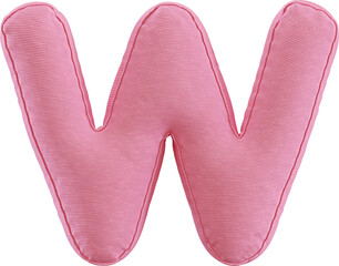3D Render Cushion Alphabet Pillow Of Letter W With Pink Color 