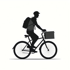 silhouette of delivery guy with cycle, isolated vector illustration on white background for logo, graphic design, advertising, and marketing. generative ai