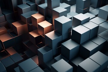 Geometric abstract design featuring minimalist cubes. Generative AI