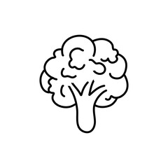 Hand drawn broccoli icon. Vector badge vegetable in the old ink style for brochures, banner, restaurant menu and market