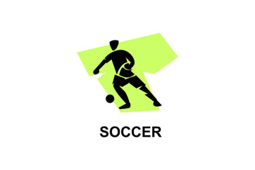 Soccer or football sport vector line icon. sportman, playing football. sport pictogram illustration.