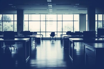 Empty modern office space generative ai illustration with copy space 