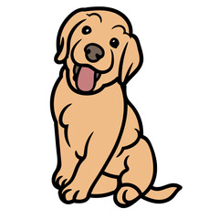 Cartoon Golden Retriever or Labrador Dog Illustration

