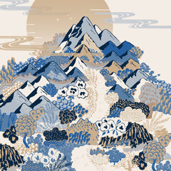 Illustration capturing the poetic beauty of mountain landscapes in Korea	