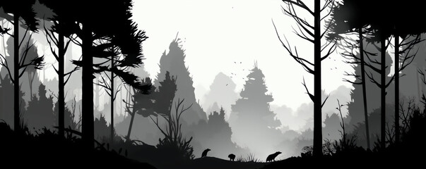 enchanting forest silhouette perfect for graphic design and marketing. generative ai