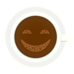Cup of coffee with smile . Vector illustration, isolated