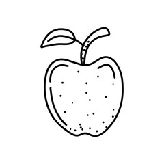 Hand drawn apple on a white isolated background. Doodle, simple outline illustration. It can be used for decoration of textile, paper and other surfaces.