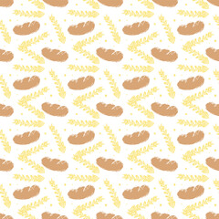 Seamless pattern with bread icons. Bread background