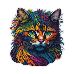cat illustration sticker t-shirt