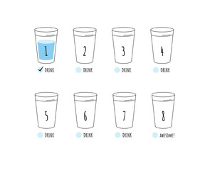 Printable water tracker for week or month. Bullet journal water tracker sticker. Drinking enough water challenge.