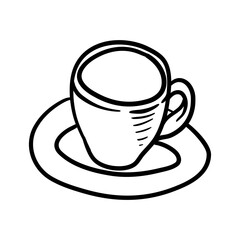 Cup of coffee or tea. Coffee break icon in doodle style vector