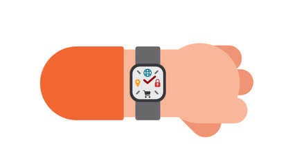 Fototapeta na wymiar wearing smartwatch technology data with applications in smartwatch. stock illustration