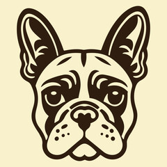 Fototapeta na wymiar Dog head Vector illustration. French Bulldog Vintage Logo