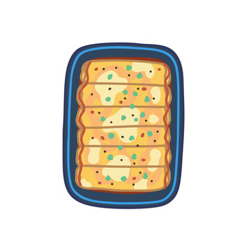 baked enchiladas in blue dish, top view clip art preview