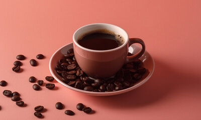 Coffee Beans On Pink Background
