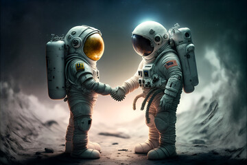 Two Astronauts Meet Alien Planet