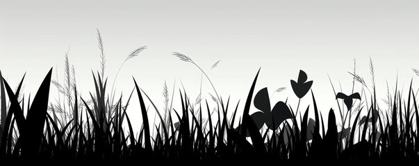 Grass Silhouette Vector Illustration for Design and Marketing. Generative AI