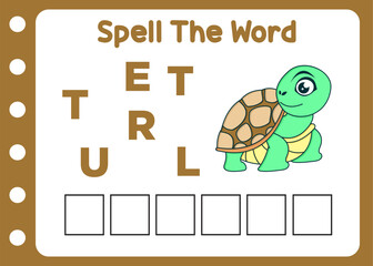 spell the word of cute turtle 