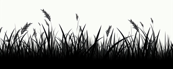 Grass Silhouette Vector Illustration for Design and Marketing. Generative AI