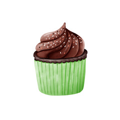 chocolate cupcake isolated on white